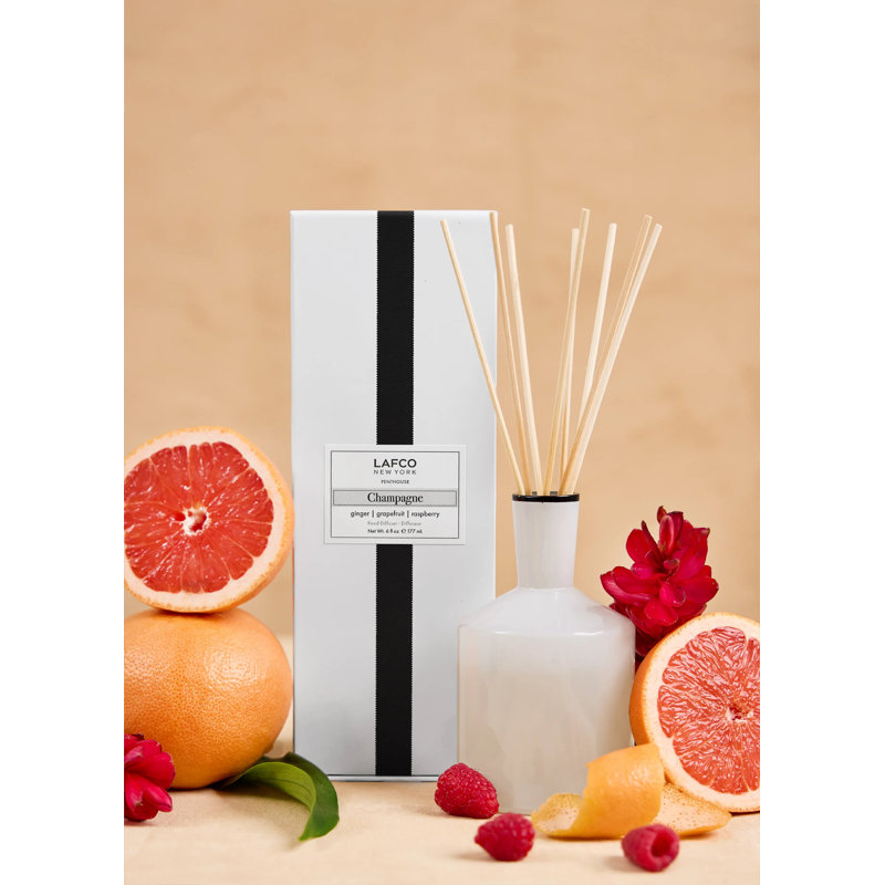 House & Home Reed Diffuser, 5.5" H x 3" W x 3" D, Gray, Champagne