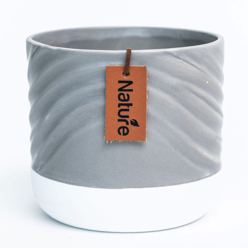 Ceramic Pot Planter, Gray, 4.3" H x 4.7" W x 4.7" D