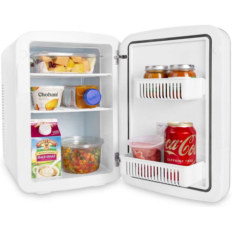 15L Mini Fridge For Bedroom, Car, Office & Dorm - Compact Thermoelectric Cooler & Warmer For Drinks, Snacks, Skincare - Quiet AC/DC Portable Refrigerator With Sleek Glass Door Design,Fuchsia