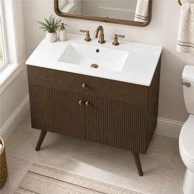 Freestanding Standard Free Standing Single Double Single Vanity Bathroom Vanity With Ceramic Top