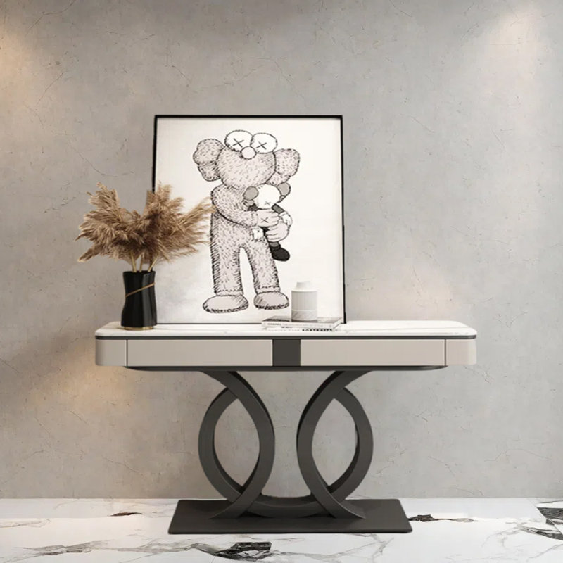 Console de luxe italienne, H 33,5 po x l 63 po x P 13,8 po, Noir