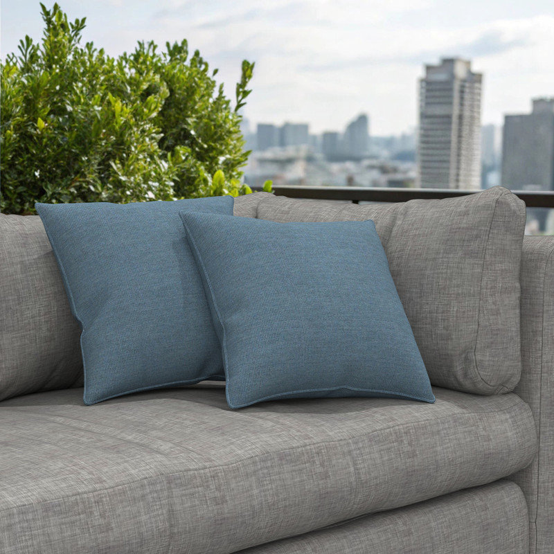 Sunbrella® Indoor/Outdoor Throw Pillows, Square Throw Pillows Inserts with Covers (Set of 2), Spectrum Denim