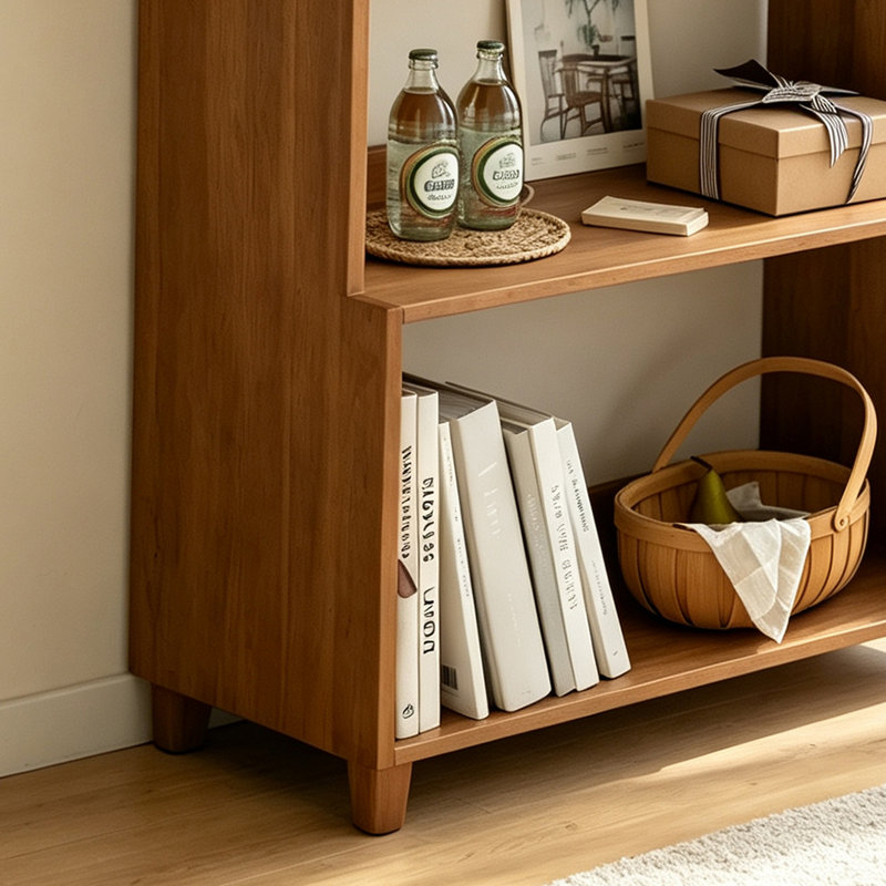 Solid Pine Wood Open Storage Bookcase