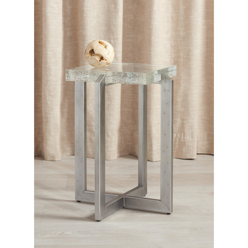 Indae Glass Top End Table