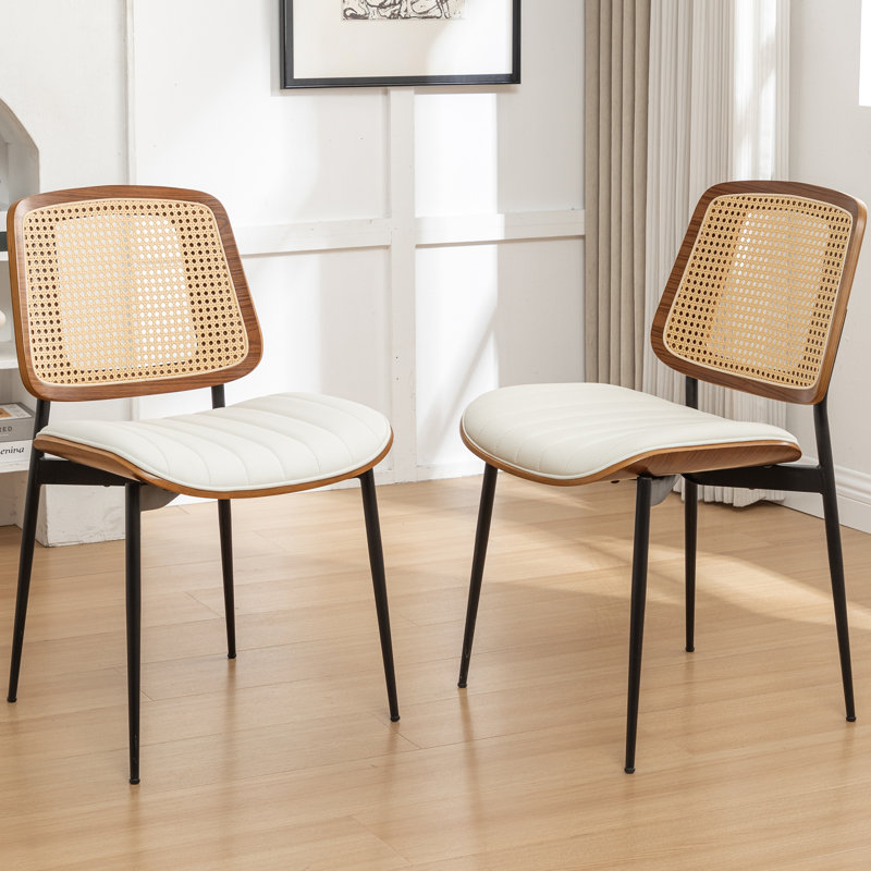 Chaises de salle à manger rembourrées Shrihan, Blanc