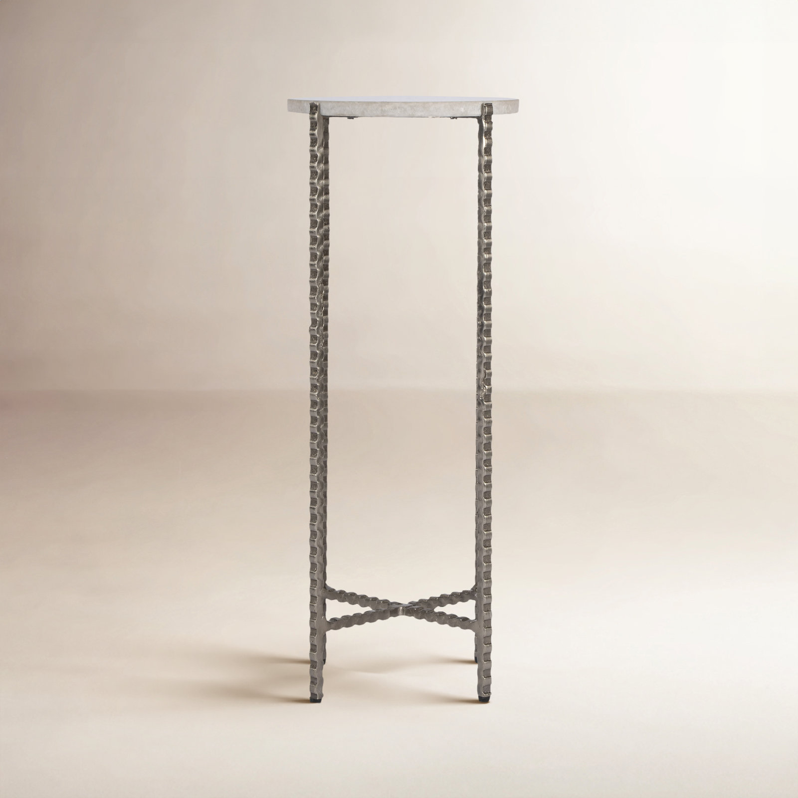 Zoa 21.75'' Tall End Table, White Marble/Gray