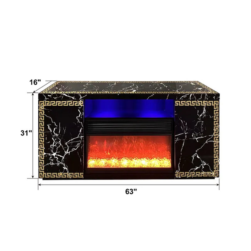 VERSA TV STAND with Fireplace, Black