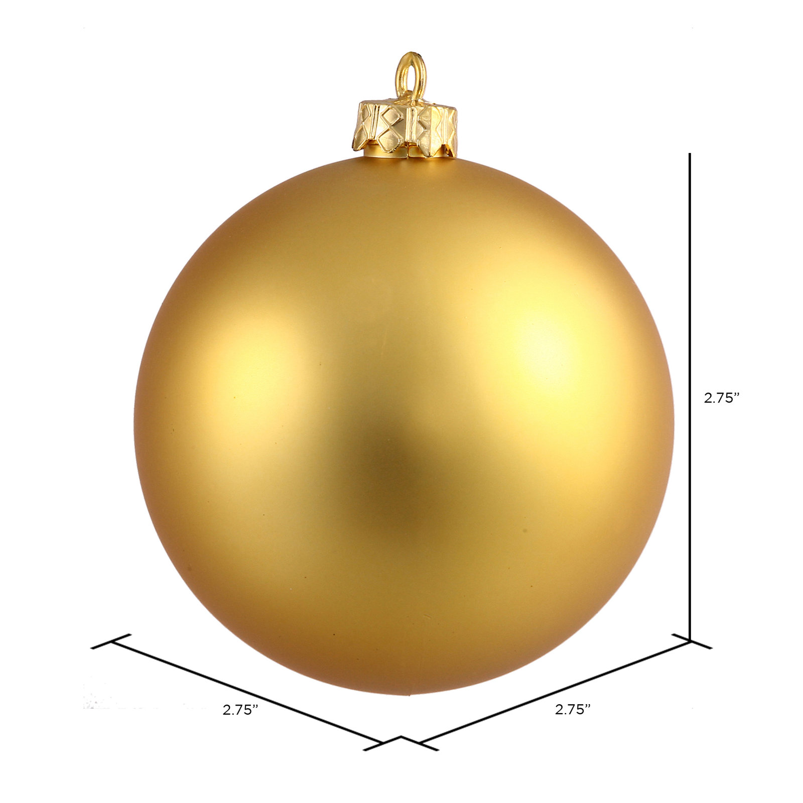 The Holiday Aisle® 3" Shatterproof Bauble, 2.75" H x 2.75" W x 2.75" D, Gold