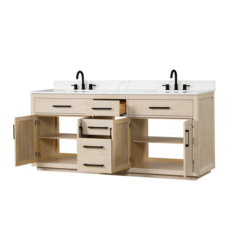 Meuble-lavabo autoportant moderne, Chêne clair