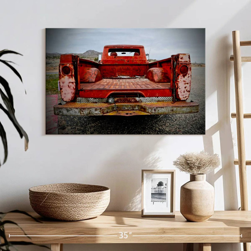 Mehar Back End Vintage Red Pick Up, 16" H x 24" W