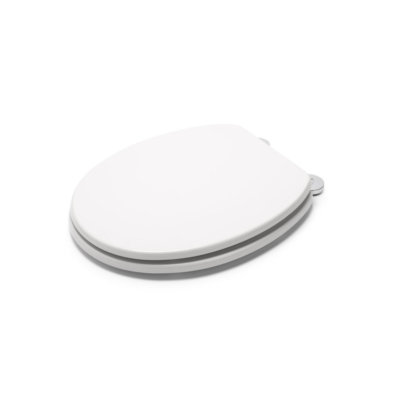 Kielder Flexi-Fix White Wooden Toilet Seat - Anti Bacterial Treated Finish and Adjustable Hinges with Top and Bottom Fixings Included, Fits Standard Toilet Seats (White Wood)