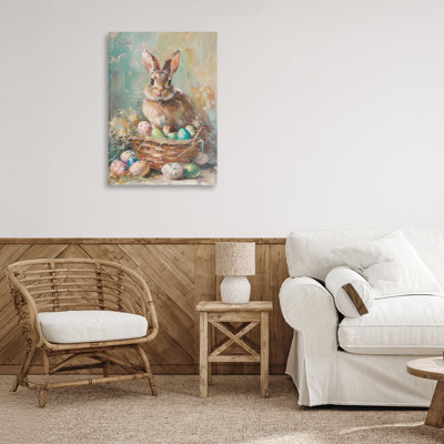 Spring Easter Bunny Basket Canvas, design by LSR Design Studio