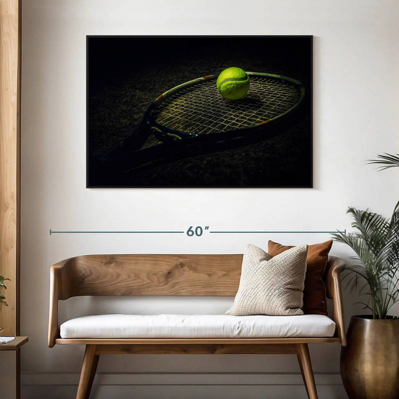 Tennis contemporain, 46 po x 31 po, Cadre flottant noir
