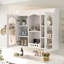 Armoire à pharmacie murale, armoire de salle de bain murale avec 2 portes en verre, armoire de rangement encastrée au-dessus de la toilette avec rangement, blanc
