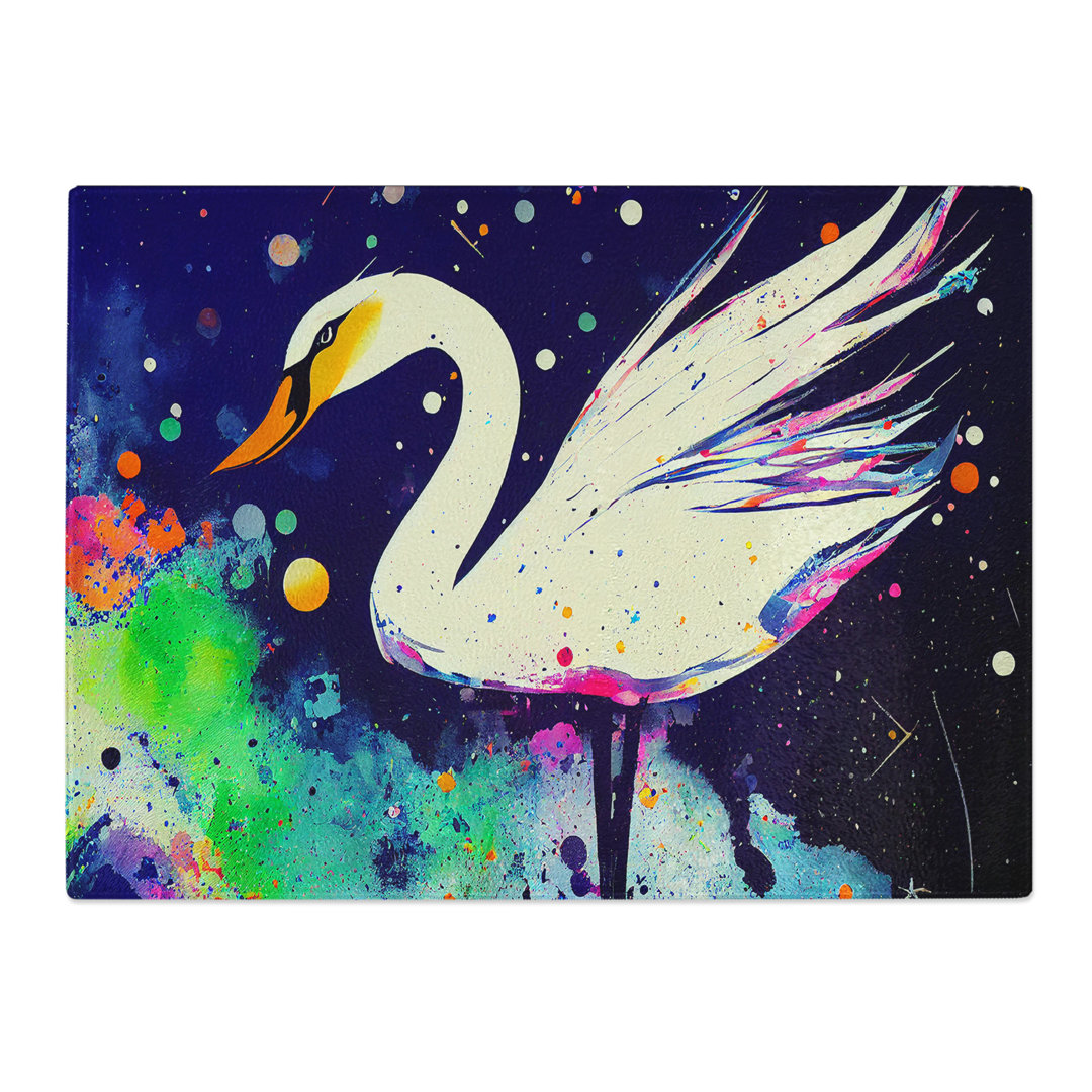 Swan Splash Vol.5 Abstract  Glass Chopping Board