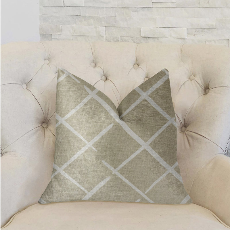 Housse et insert de coussin carré Davinci Luxury, 18 po x 18 po, Beige / Brun, Coussin décoratif