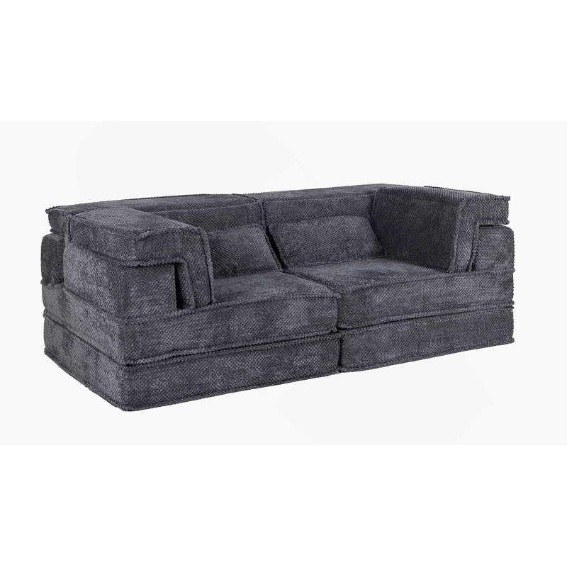 Boneless Compression Mahjong Sofa,Convertible Floor Sofa Bed,DIY Boneless Modular Sectional Sofa,No Assembly Required,Circle Fleece Fabric,Modern Oversized Loveseat,Light Grey
