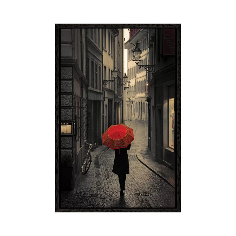 Red Rain by Stefano Corso - Print on Canvas, Black Framed, 66.04 cm H x 45.72 cm W