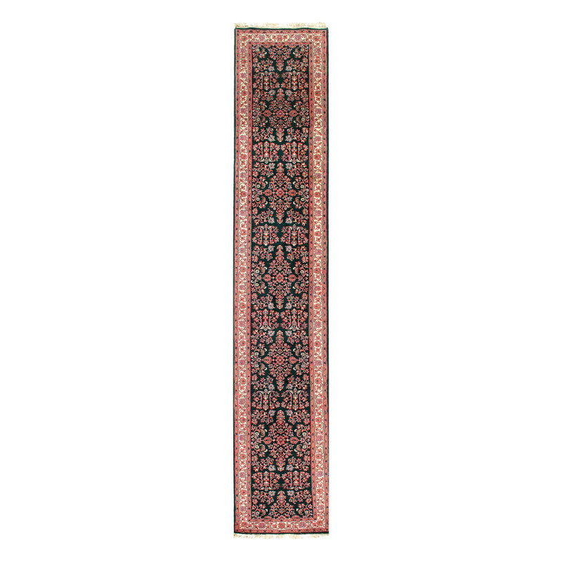 Shelldrake Hand Knotted Wool/Cotton Brown/Pink Rug, Tapis de couloir 2 pi 8 po x 19 pi 11 po