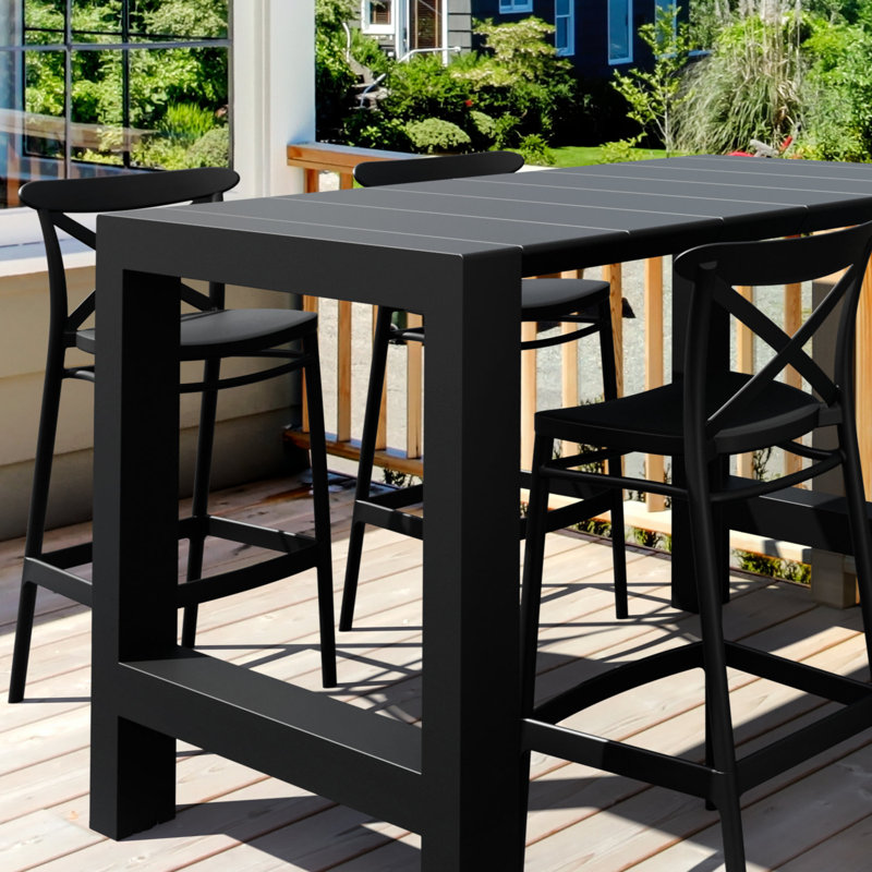4 - Person Patio Dining Set with Extendable Square Table, Black