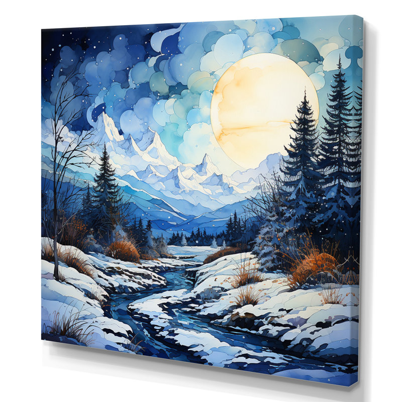 Winter Snowy Peaks VII - Paysages, décoration murale, H 24 po x l 24 po x P 1 po, Toile tendue