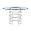 Table de salle à manger ronde 48 po avec base en métal et plateau en verre Deatsville-1717970703