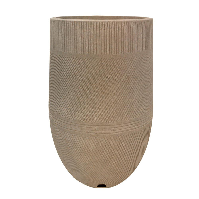 Beige Polyethylene Resin Large Oval Outdoor Planter