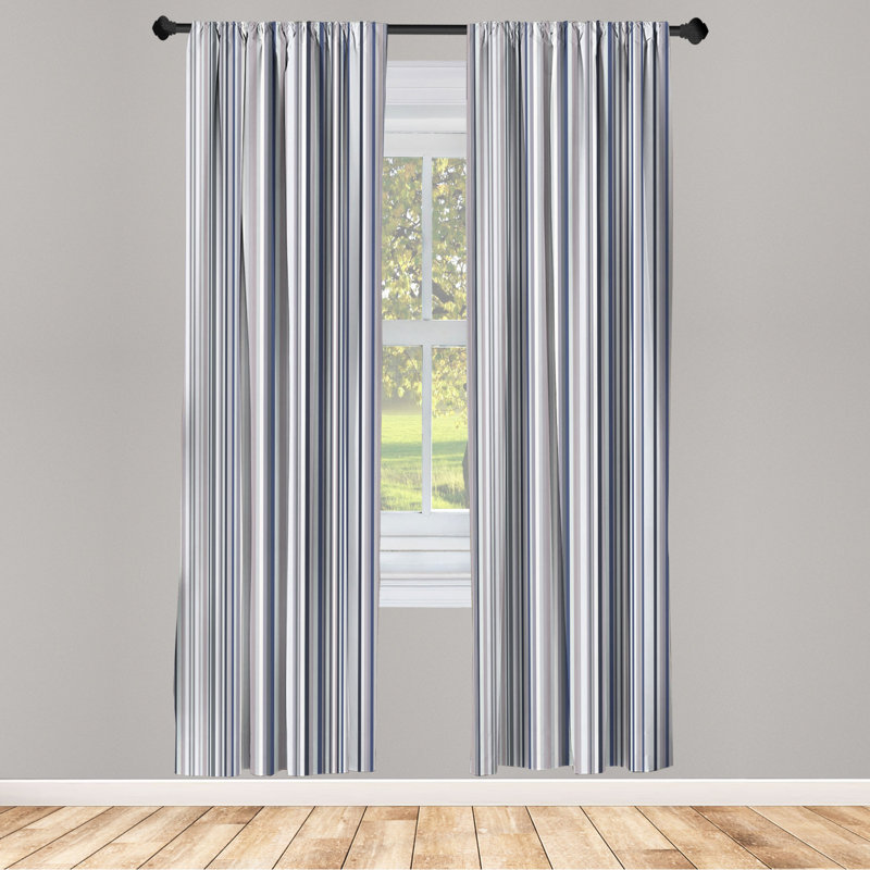 Multicolor Striped Light-Filtering Microfiber Curtain Panels, 28" x 63"