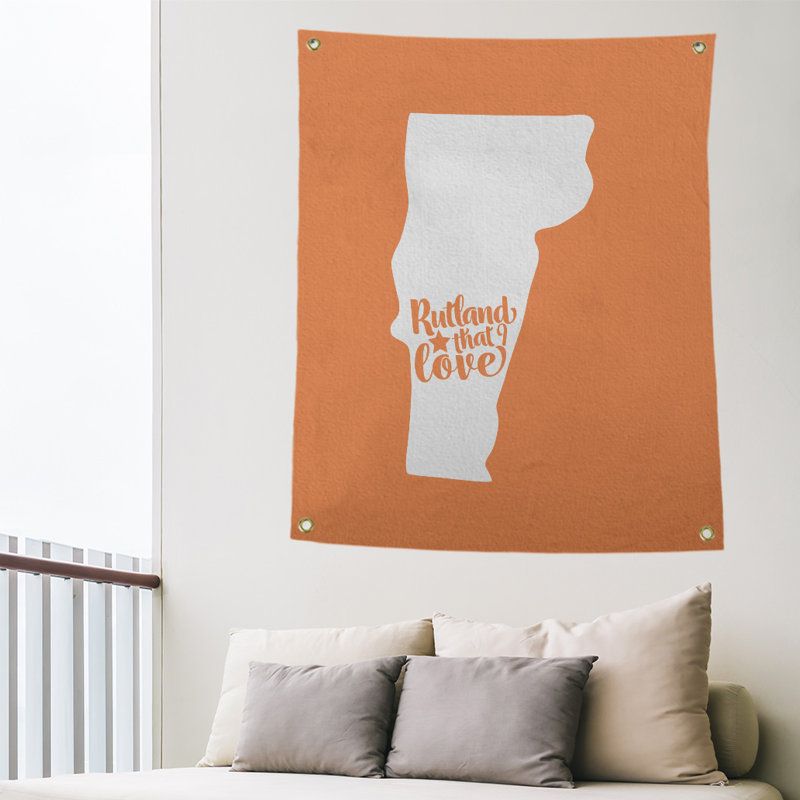 Tapisserie murale rutland vermont love, H 80 po x l 59 po, Orange