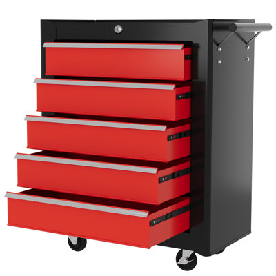 68cm W 5-Drawer Steel Bottom Rollaway Chest with Wheels