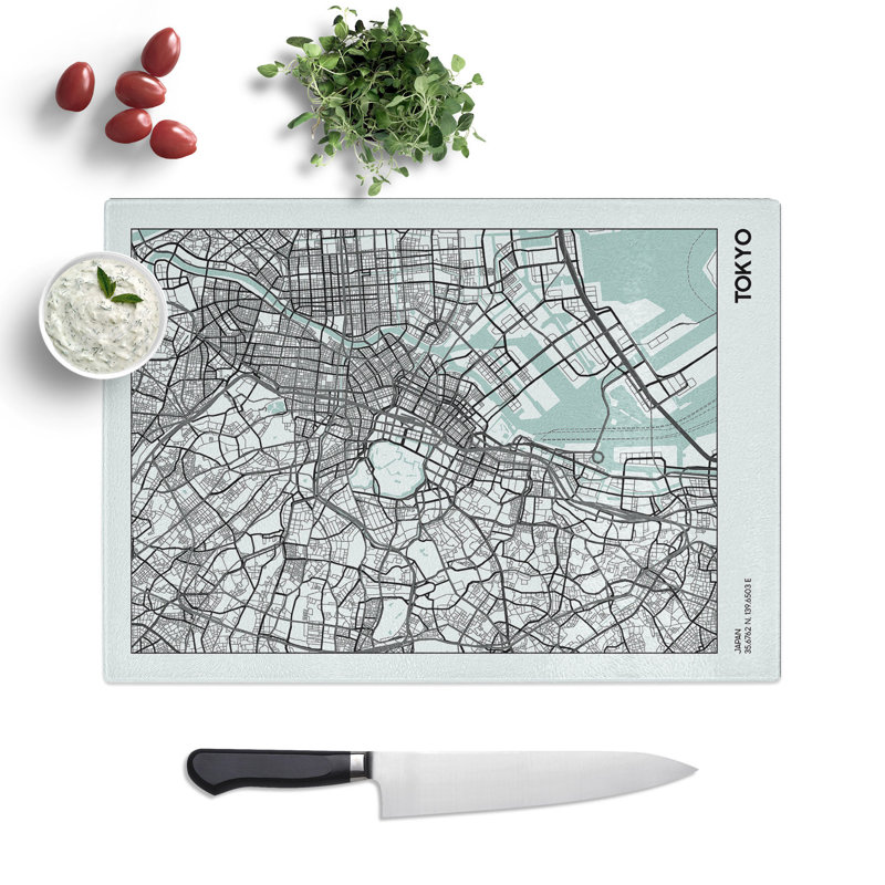 Map Tokyo Japan Chopping Board, 20cm W x 28.5cm L