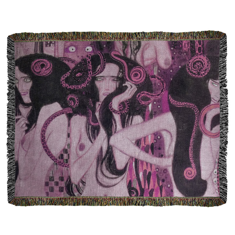 Jeté en coton gustav klimt, beethoven frise, Rose