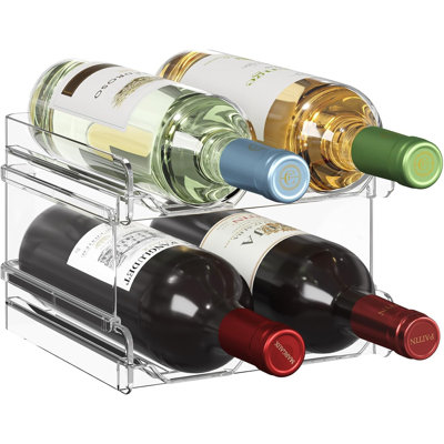 Plastic Stackable Wine Rack for Refrigerator, Cabinet, Countertop,Wine Bottle Holder,Hold 4 Bottles