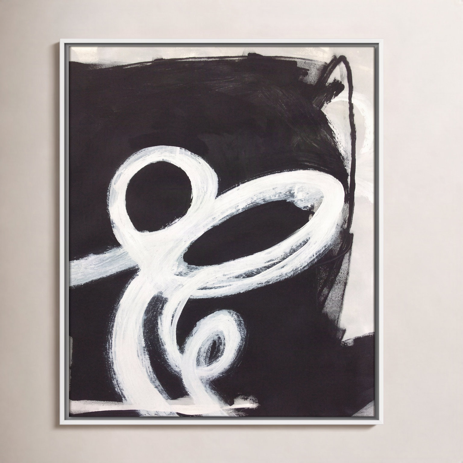 Bronte "Swirly Swirls II" Print, White Floater Framed, No Mat, 29.5" H x 23.5" W x 2" D