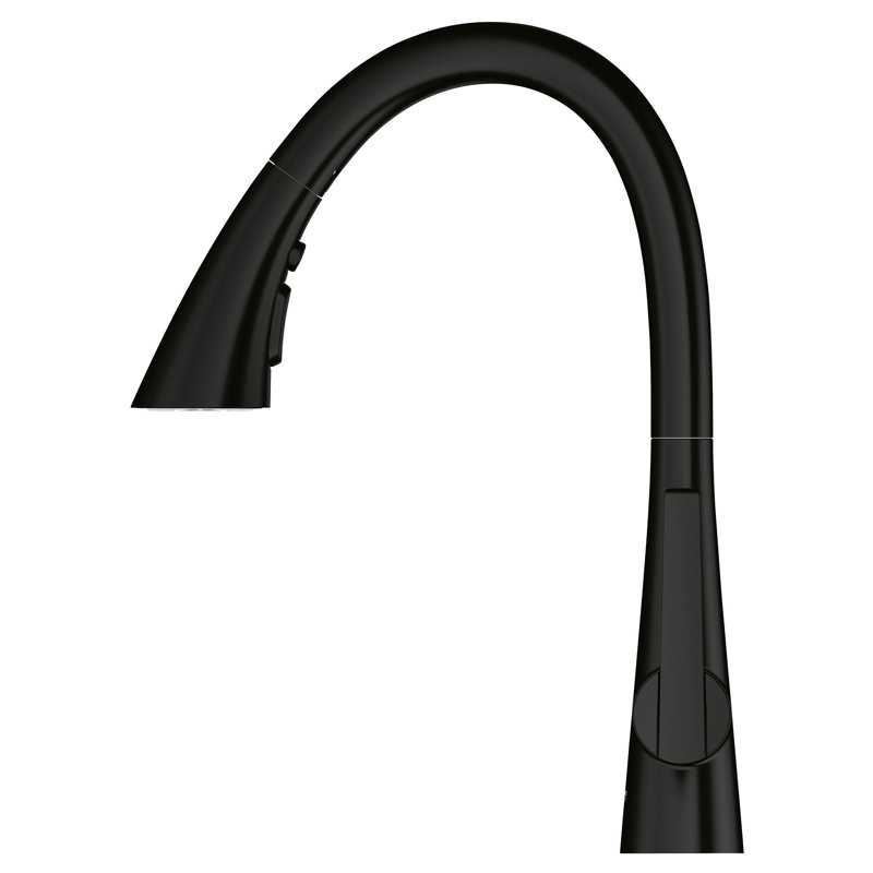 ZEDRA Single-Handle Pull Down Kitchen Faucet Triple Spray 1.75 GPM, Matte Black