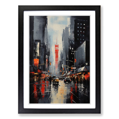 New York Gestural - Single Picture Frame Print on Wood