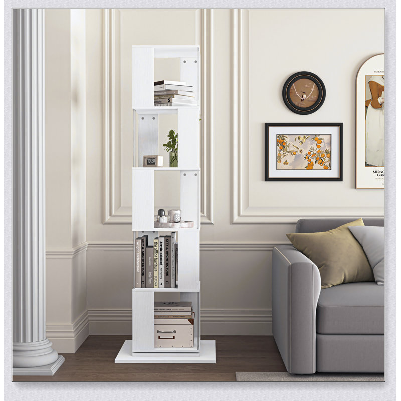 Étagère rotative, étagère au sol, bibliothèque simple avec plaque acrylique, multifonction pour étudiants, Blanc
