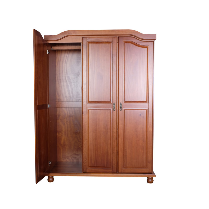 Armoire-penderie 100% bois massif 3 portes Kyle, Moka
