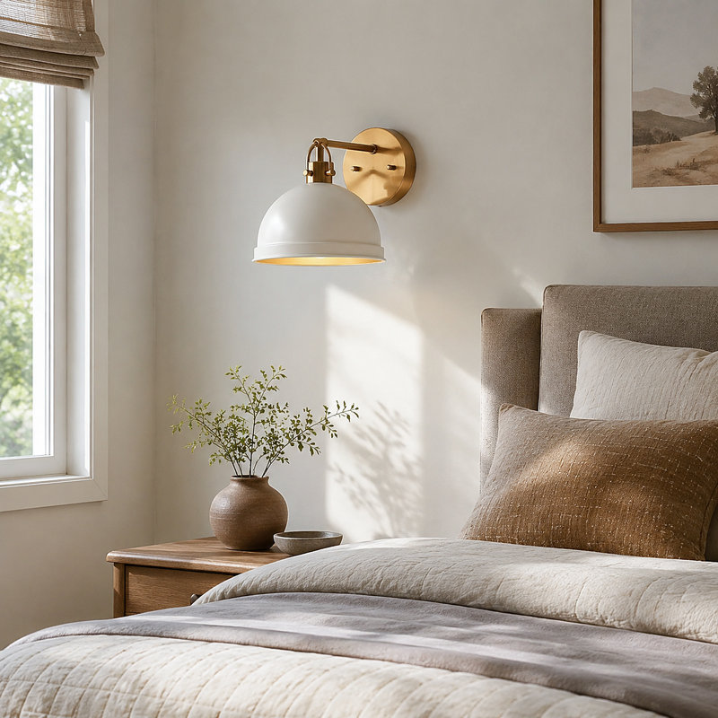 9'' W Armed Wall Sconce, White