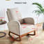 Chaise berçante en lin beige rembourrée de mousse à haut dossier et rembourrée de mousse