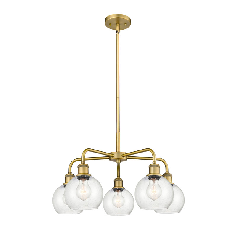 Lustre sphérique à 5 lumières en acier à intensité variable Ellington, H 14,13 po x l 24 po x P 24 po, Laiton brossé