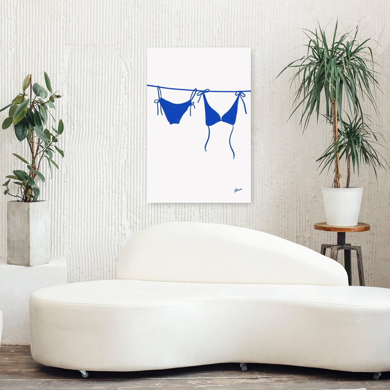 Blue Bikini Minimalist Beach Summer Wall Art Print by Athene Fritsch - Wrapped Canvas Print, 91.44cm H x 60.96cm W