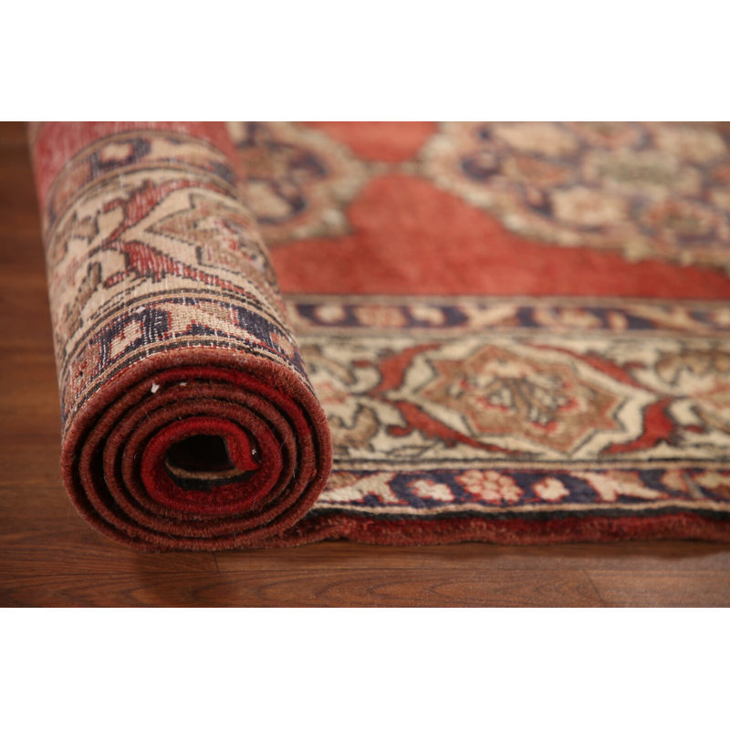 Geometric Wool Traditional Runner Rug 3x13