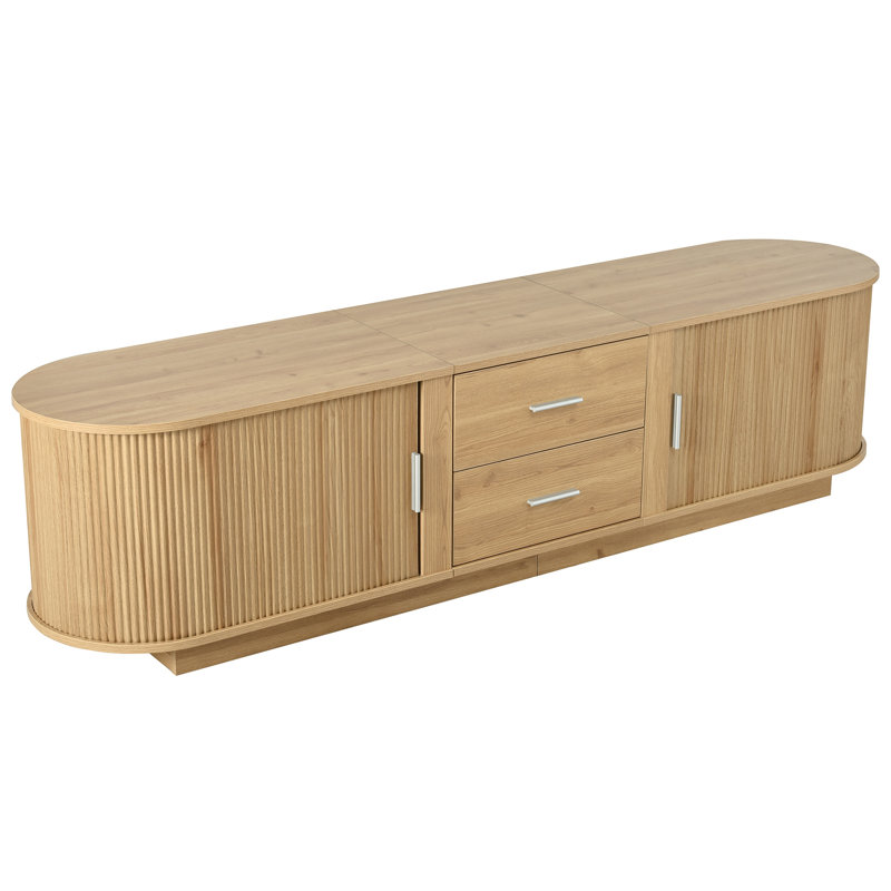 Meuble télé avec rangement et tablettes conçus pour les téléviseurs de 70 à 80 po, Bois