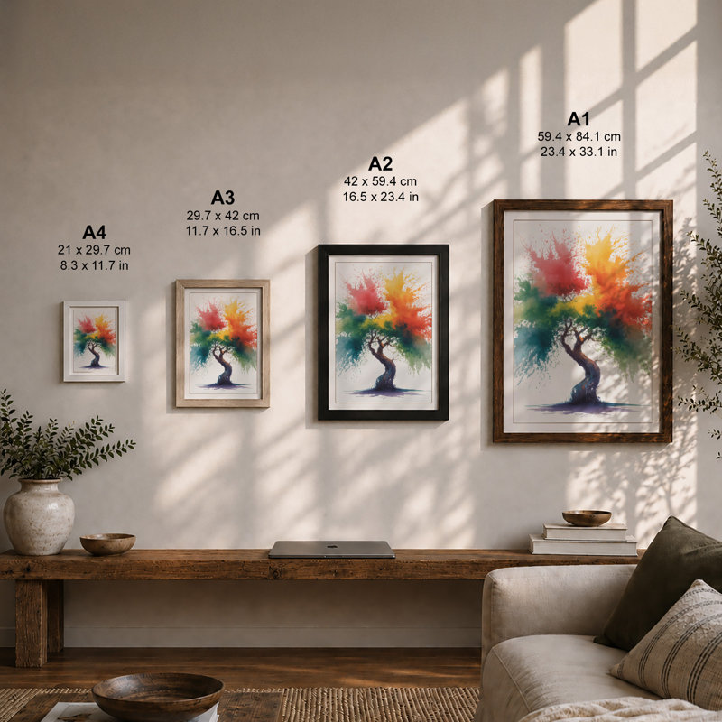 Splatter Tree Botanical - Framed Print, Unframed, A1 - 84.1 x 59.4 cm