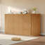 Lit escamotable double avec table de chevet avec rangement et porte tambour coulissante, chêne naturel-104080910-113002372