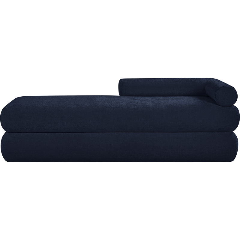 Banc rembourré en chenille Kennedy, Tissu chenille bleu marine