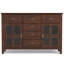 Buffet en bois massif de 54 po de largeur avec portes en verre trempé et 6 tiroirs Artisan-1484048866