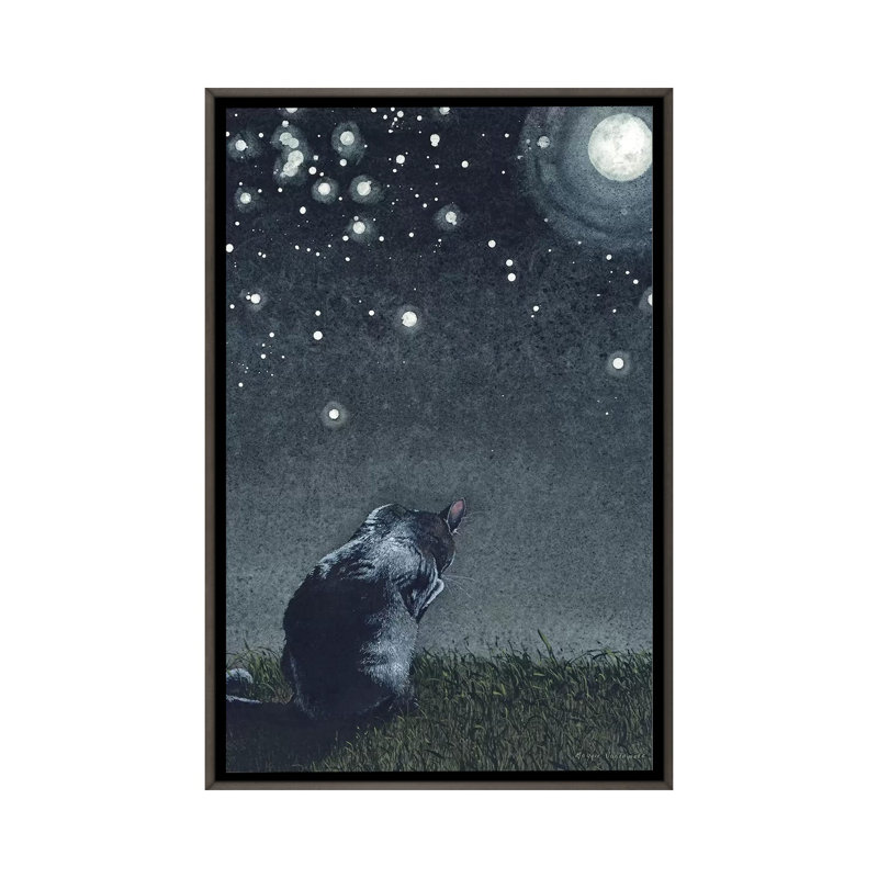 « Moonbathing » par Maggie Vandewalle-reproduction d’art, H 26 po x l 18 po x 1,5 po, Toile encadrée de bois rustique foncé