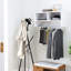Wall Mounted Clothes Rack, Coat Hanger Hooks Rack Stand Hallway Coat Rack Rail & Storage Shelf Hanging Coat Organizer
